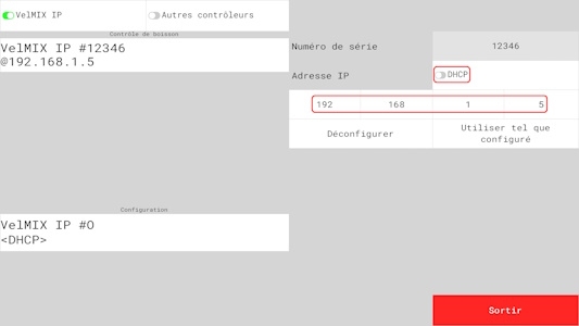 Sélection de mode IP statique
