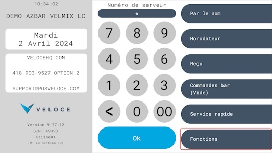 Ecran Veloce principal